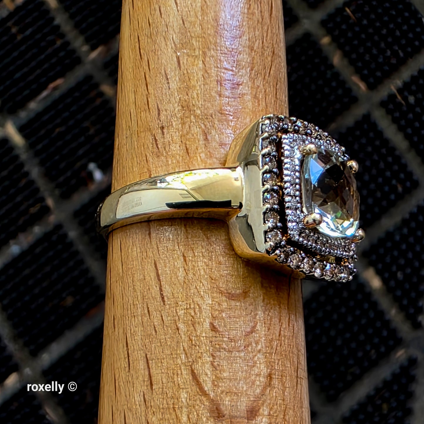 LeVian 14K Yellow Gold Green Prasiolite and Diamonds Ring Size 8.75!