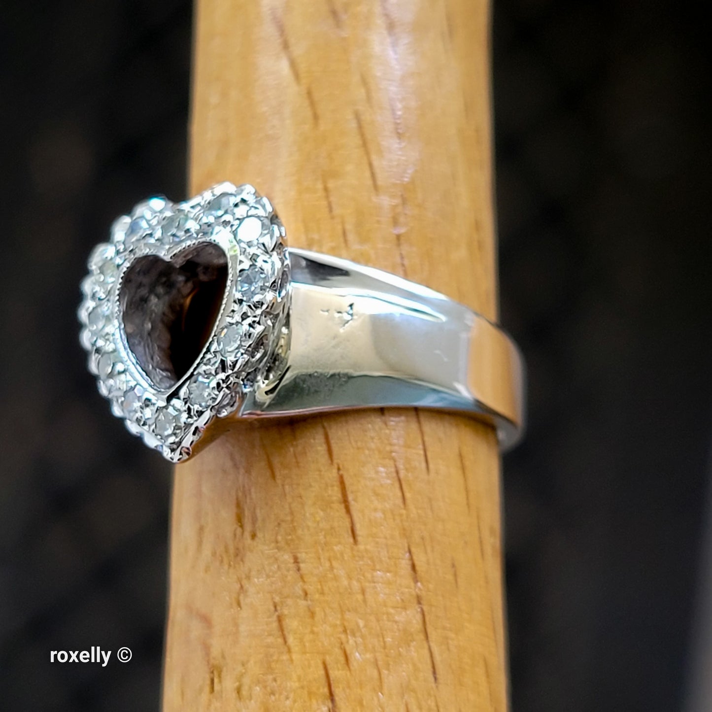 14K White Gold Heart-Shaped Genuine Diamond Ring Size 4 - Solid Gold!