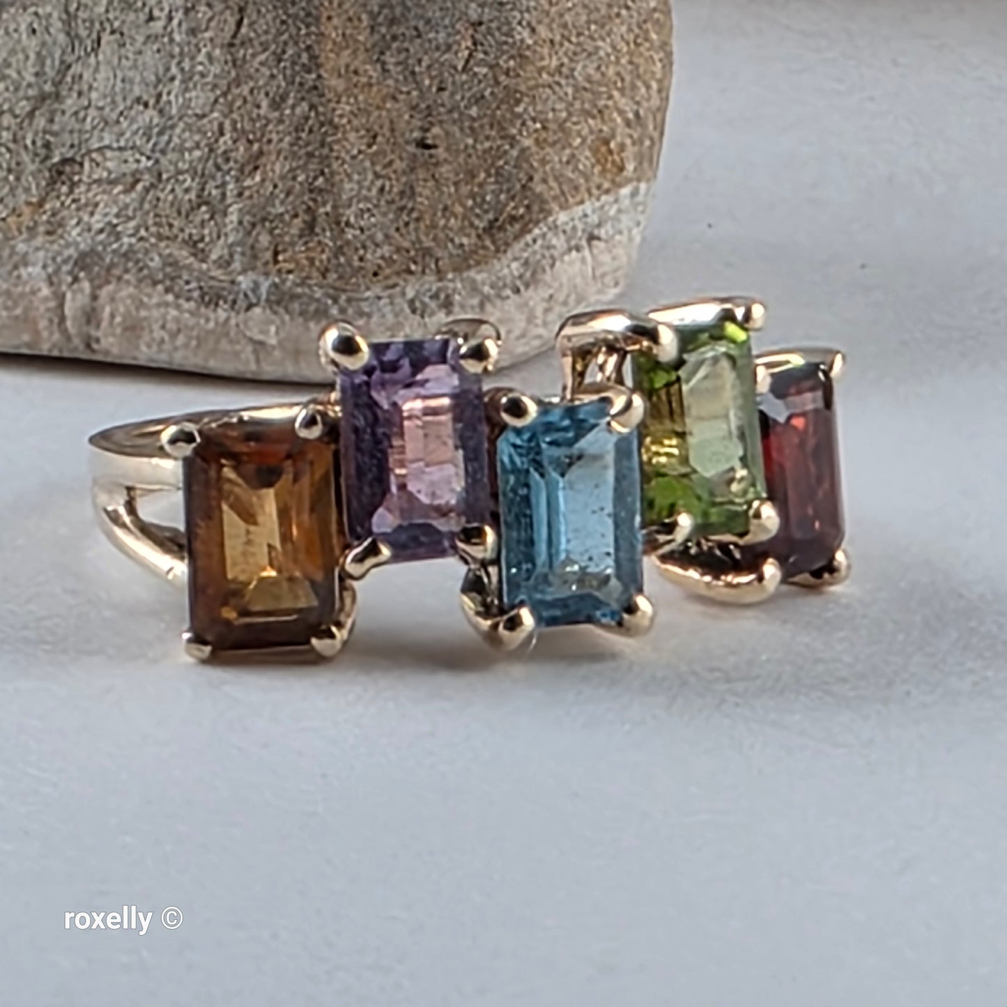 10K Yellow Gold Multi-Gemstone Cocktail Ring Size 5.75 -Solid Gold!
