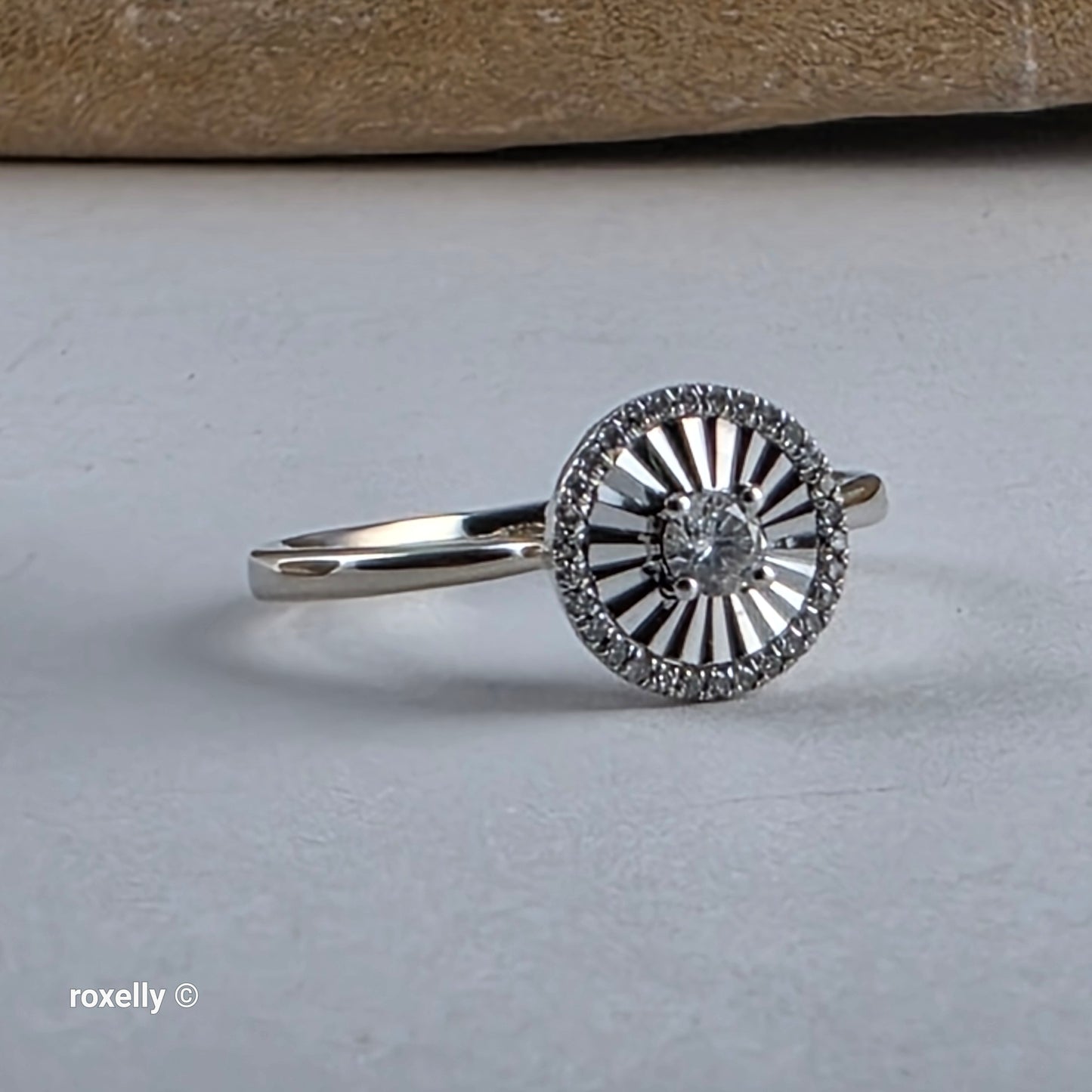 14K White Gold Genuine Diamond Cocktail Ring Size 5.5, Solid Gold!