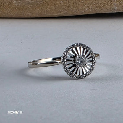 14K White Gold Genuine Diamond Cocktail Ring Size 5.5, Solid Gold!