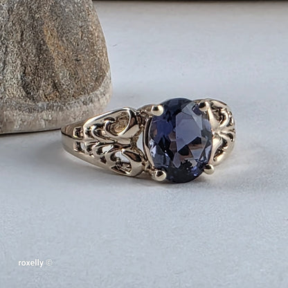 10K Yellow Gold Tanzanite Gemstone Cocktail Ring Size 6 - Solid Gold!