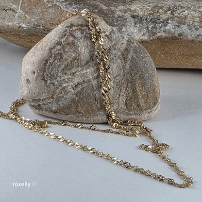 14K Yellow Gold Singapore Link Chain Necklace – Lightweight!