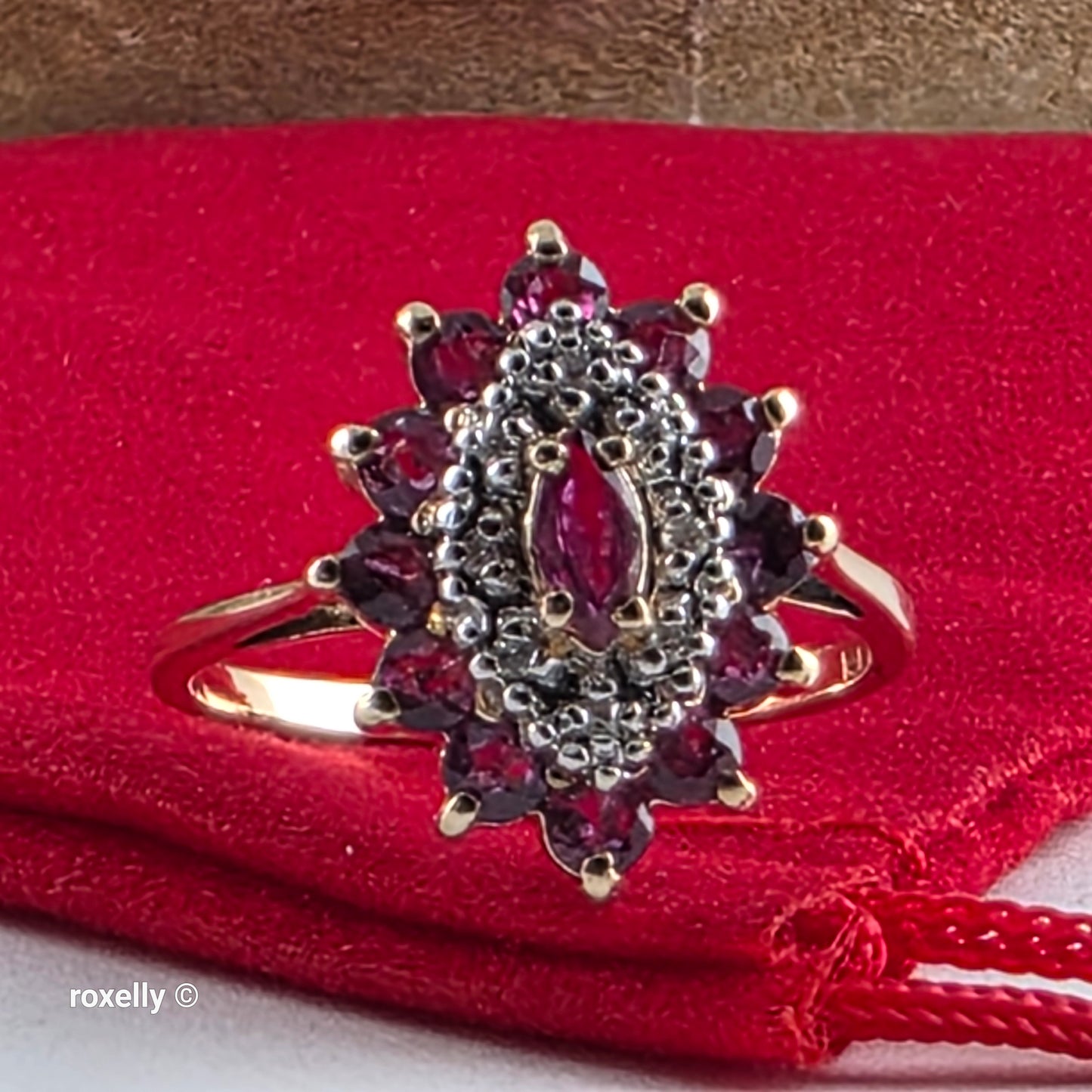 14K Yellow Gold Rubies and Diamonds Ring Size 6 - Solid Gold