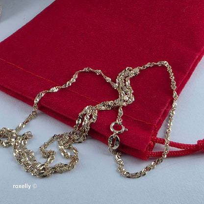 14K Yellow Gold Singapore Link Chain Necklace – Lightweight!