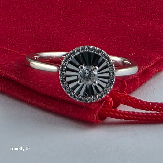14K White Gold Genuine Diamond Cocktail Ring Size 5.5, Solid Gold!