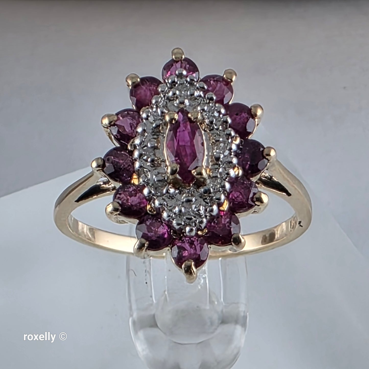 14K Yellow Gold Rubies and Diamonds Ring Size 6 - Solid Gold