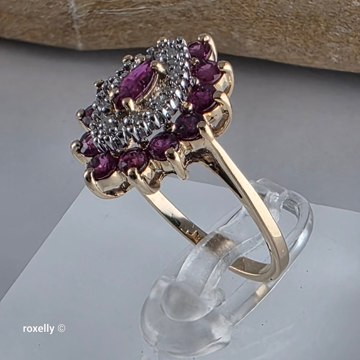 14K Yellow Gold Rubies and Diamonds Ring Size 6 - Solid Gold