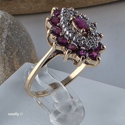 14K Yellow Gold Rubies and Diamonds Ring Size 6 - Solid Gold