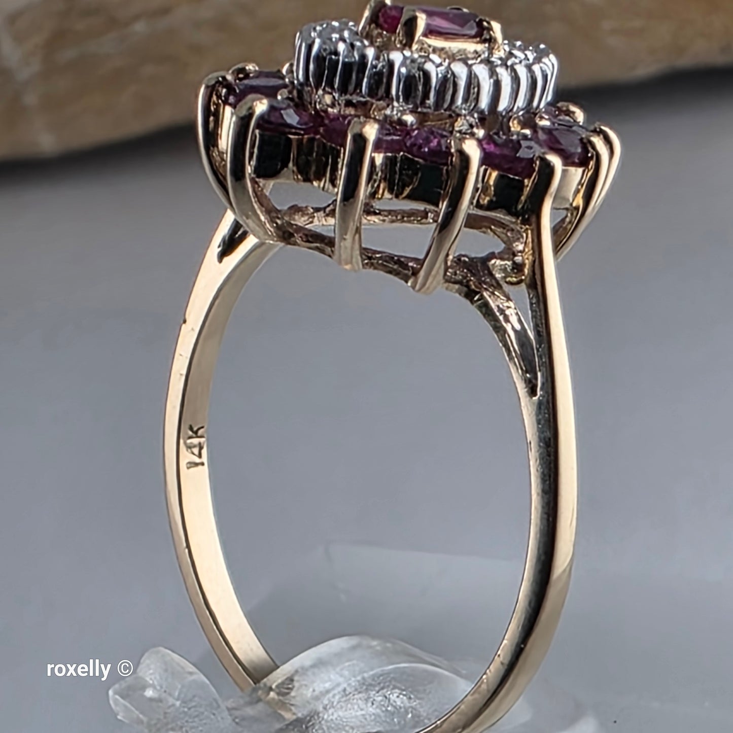 14K Yellow Gold Rubies and Diamonds Ring Size 6 - Solid Gold