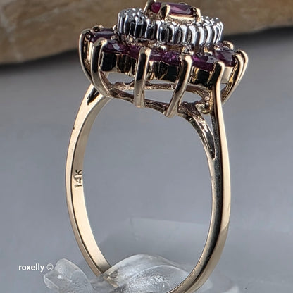 14K Yellow Gold Rubies and Diamonds Ring Size 6 - Solid Gold