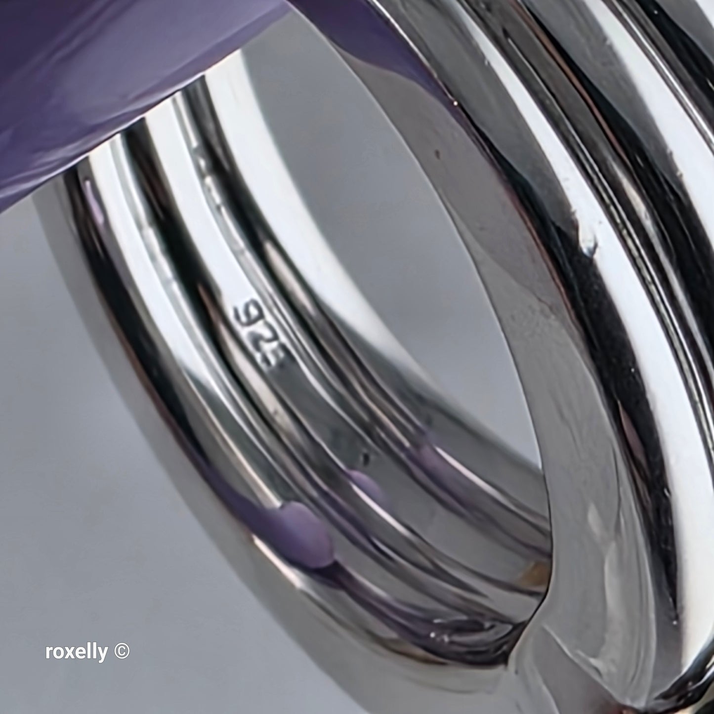 Sterling Silver and 14K Yellow Gold Amethyst Ribbed Band Ring Size 7