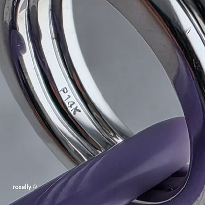 Sterling Silver and 14K Yellow Gold Amethyst Ribbed Band Ring Size 7