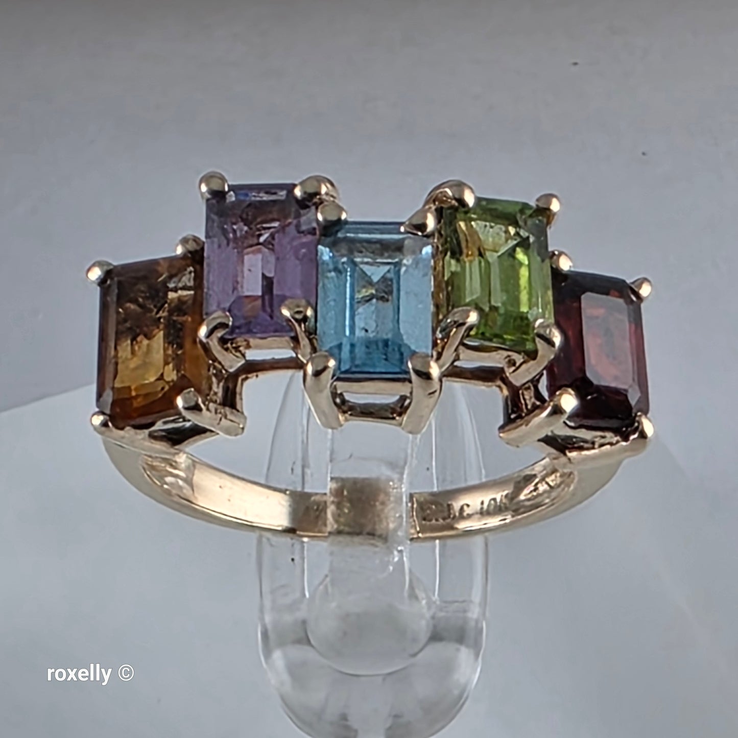 10K Yellow Gold Multi-Gemstone Cocktail Ring Size 5.75 -Solid Gold!