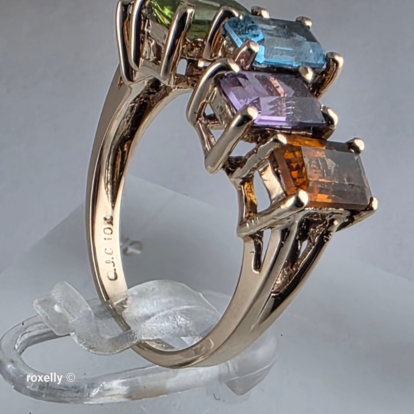 10K Yellow Gold Multi-Gemstone Cocktail Ring Size 5.75 -Solid Gold!
