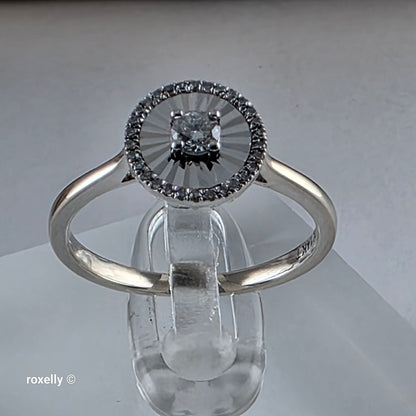 14K White Gold Genuine Diamond Cocktail Ring Size 5.5, Solid Gold!