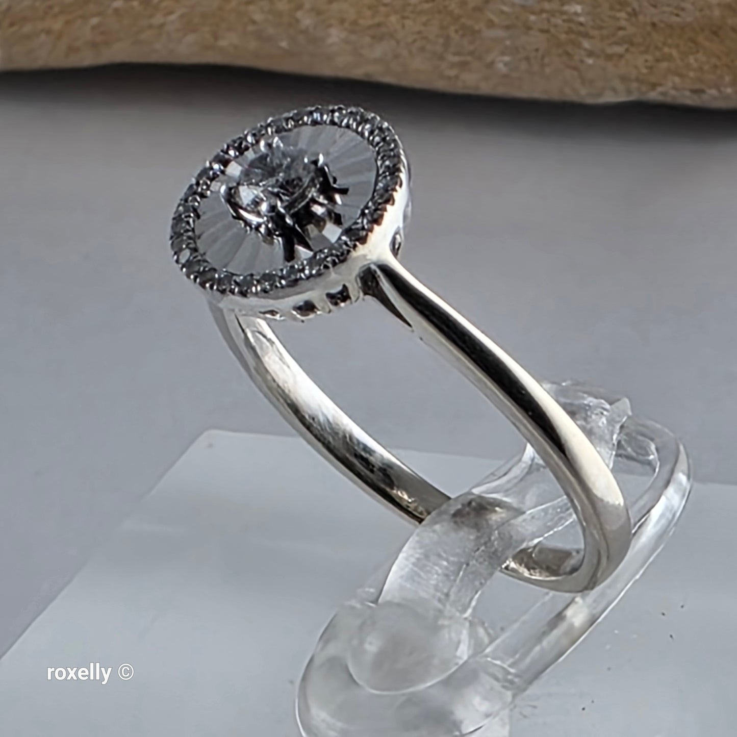 14K White Gold Genuine Diamond Cocktail Ring Size 5.5, Solid Gold!