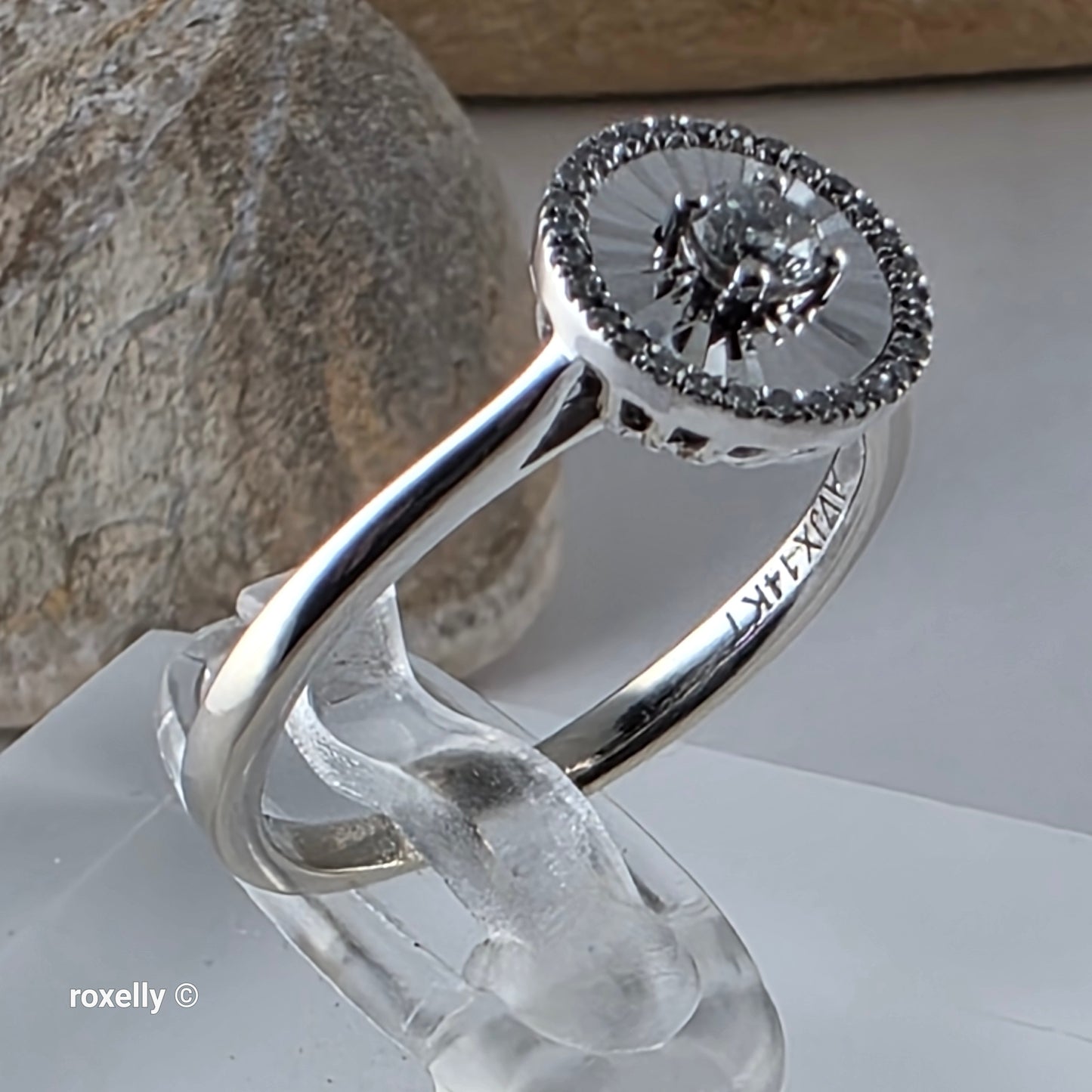 14K White Gold Genuine Diamond Cocktail Ring Size 5.5, Solid Gold!