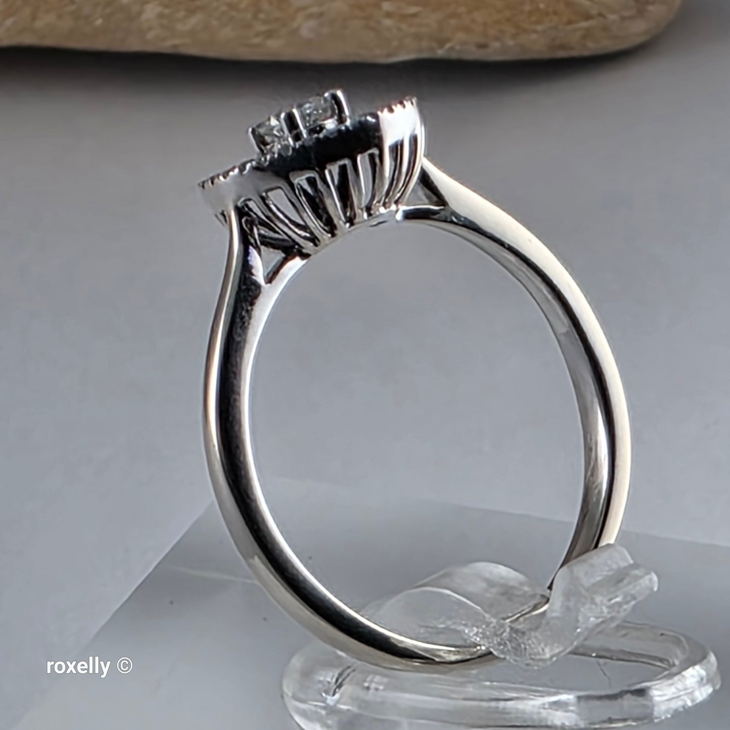 14K White Gold Genuine Diamond Cocktail Ring Size 5.5, Solid Gold!
