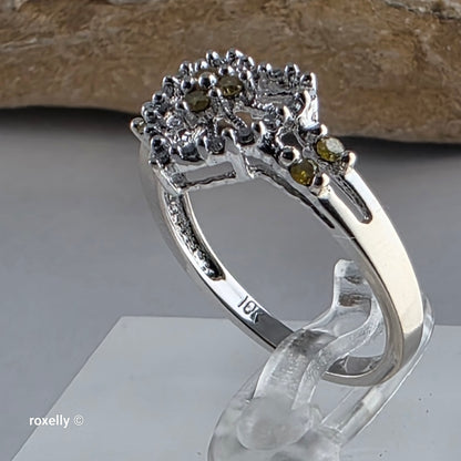 10K White Gold Heart-Shaped Genuine Diamonds Ring Size 7 - Solid Gold