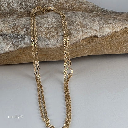 14K Yellow Gold Singapore Link Chain Necklace – Lightweight!
