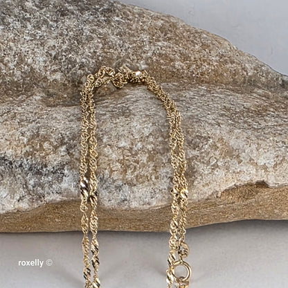 14K Yellow Gold Singapore Link Chain Necklace – Lightweight!