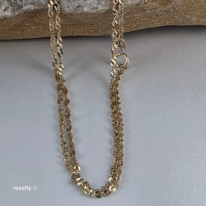 14K Yellow Gold Singapore Link Chain Necklace – Lightweight!