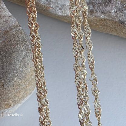 14K Yellow Gold Singapore Link Chain Necklace – Lightweight!