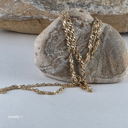 14K Yellow Gold Singapore Link Chain Necklace – Lightweight!