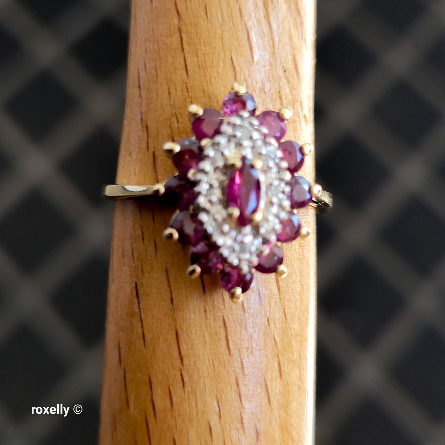 14K Yellow Gold Rubies and Diamonds Ring Size 6 - Solid Gold