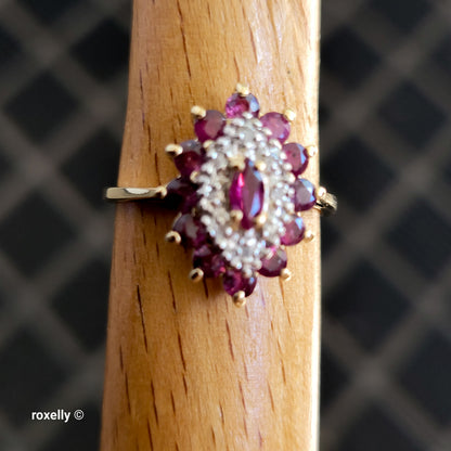 14K Yellow Gold Rubies and Diamonds Ring Size 6 - Solid Gold