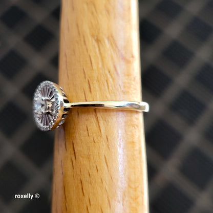 14K White Gold Genuine Diamond Cocktail Ring Size 5.5, Solid Gold!
