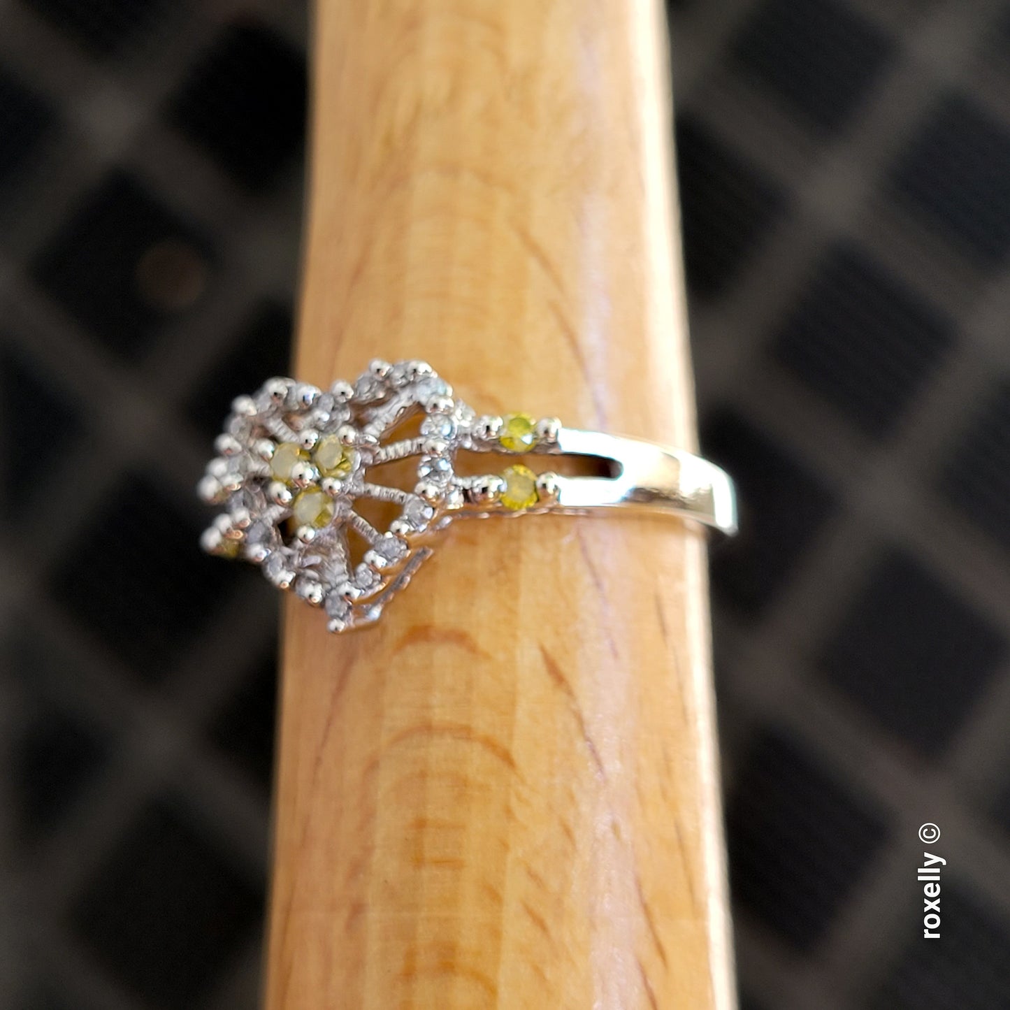 10K White Gold Heart-Shaped Genuine Diamonds Ring Size 7 - Solid Gold