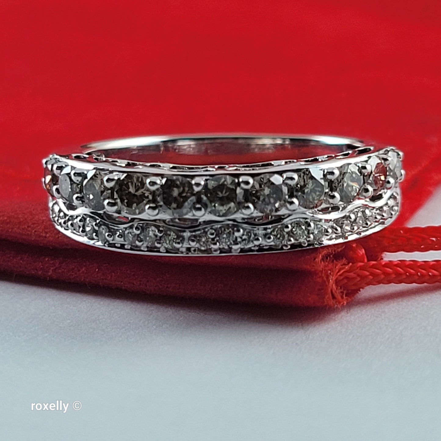 $2500 LeVian 14K White Gold Chocolate & Vanilla Diamonds Ring Size 7.25, -Solid Gold