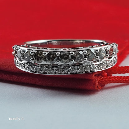 $2500 LeVian 14K White Gold Chocolate & Vanilla Diamonds Ring Size 7.25, -Solid Gold