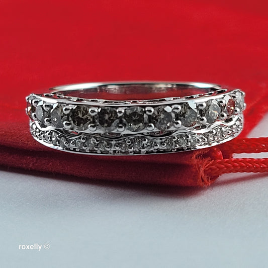 $2500 LeVian 14K White Gold Chocolate & Vanilla Diamonds Ring Size 7.25, -Solid Gold