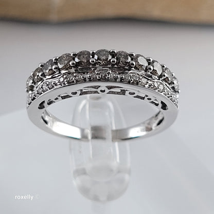 $2500 LeVian 14K White Gold Chocolate & Vanilla Diamonds Ring Size 7.25, -Solid Gold
