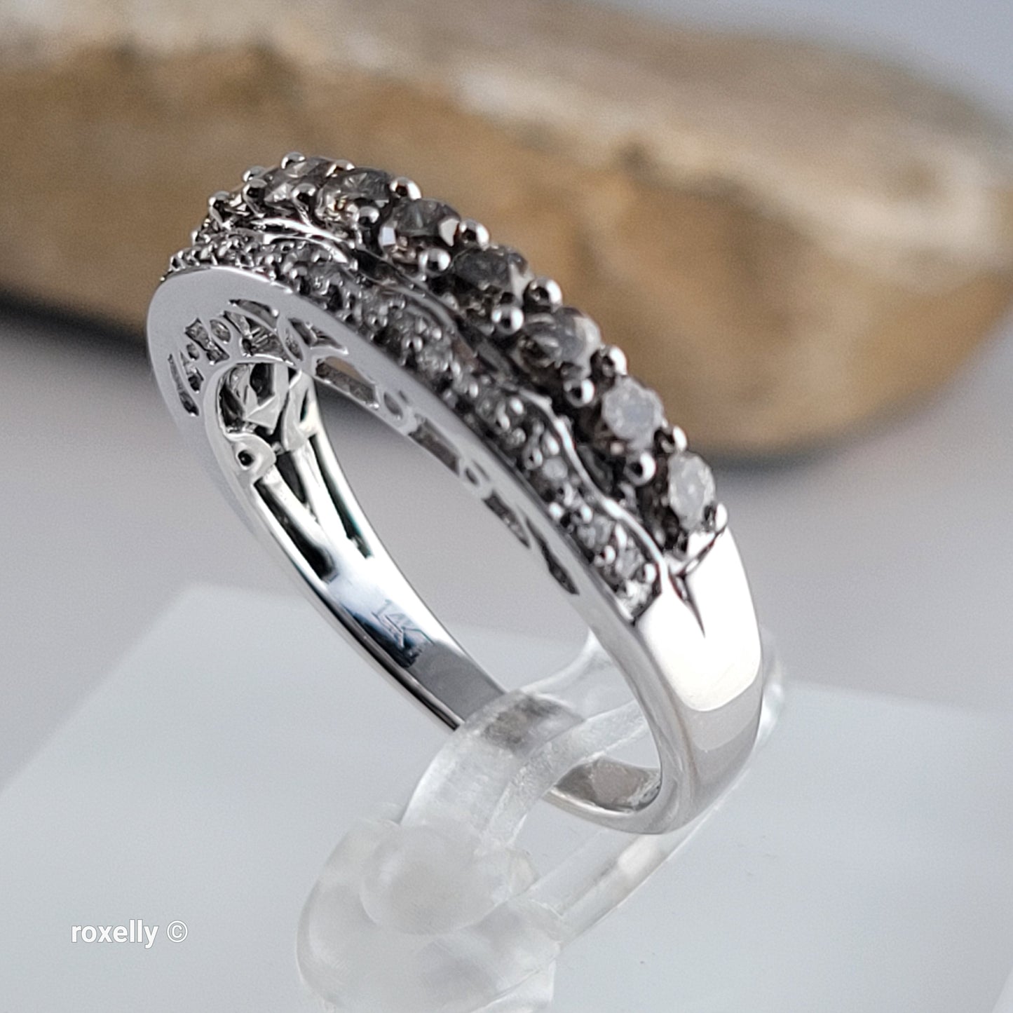 $2500 LeVian 14K White Gold Chocolate & Vanilla Diamonds Ring Size 7.25, -Solid Gold