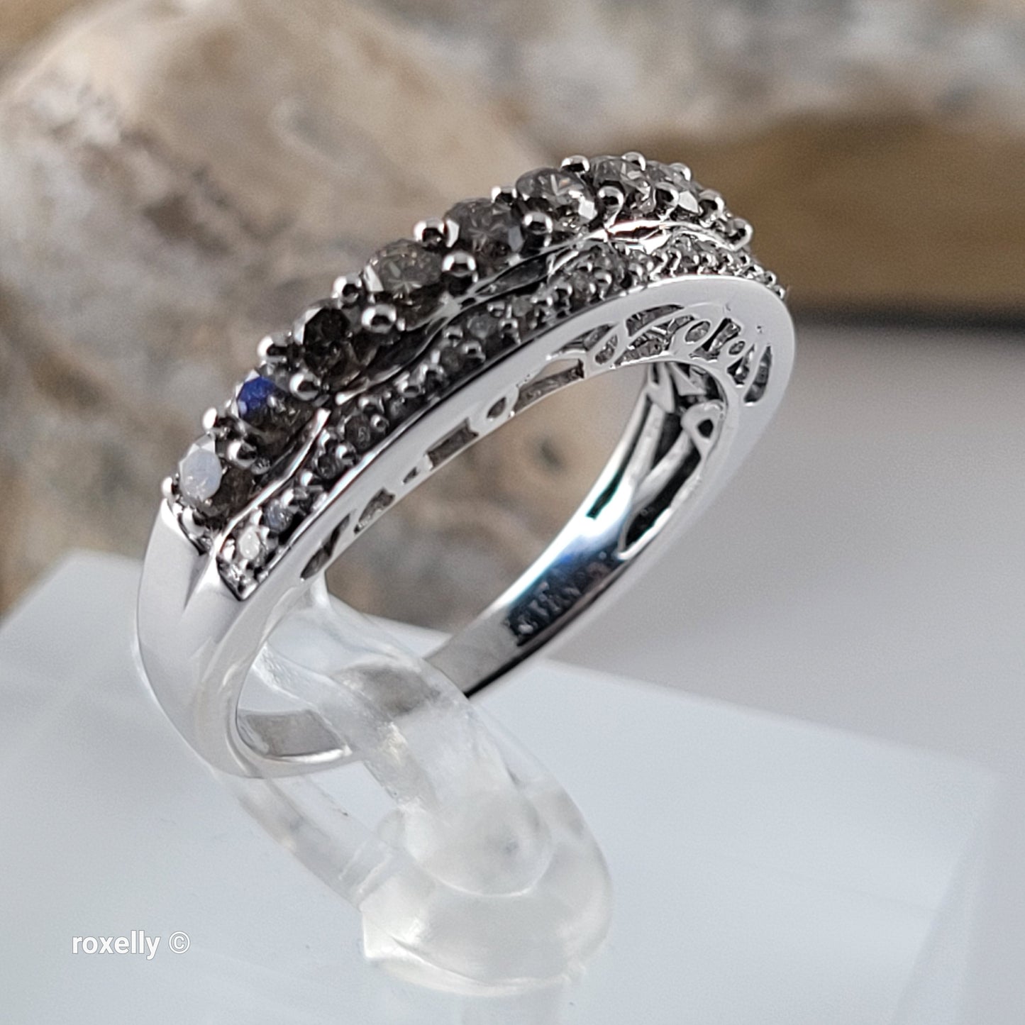 $2500 LeVian 14K White Gold Chocolate & Vanilla Diamonds Ring Size 7.25, -Solid Gold