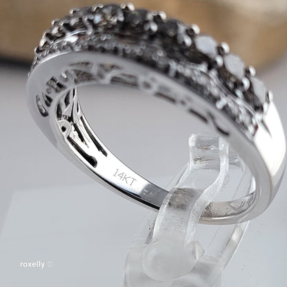 $2500 LeVian 14K White Gold Chocolate & Vanilla Diamonds Ring Size 7.25, -Solid Gold