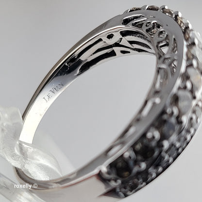 $2500 LeVian 14K White Gold Chocolate & Vanilla Diamonds Ring Size 7.25, -Solid Gold