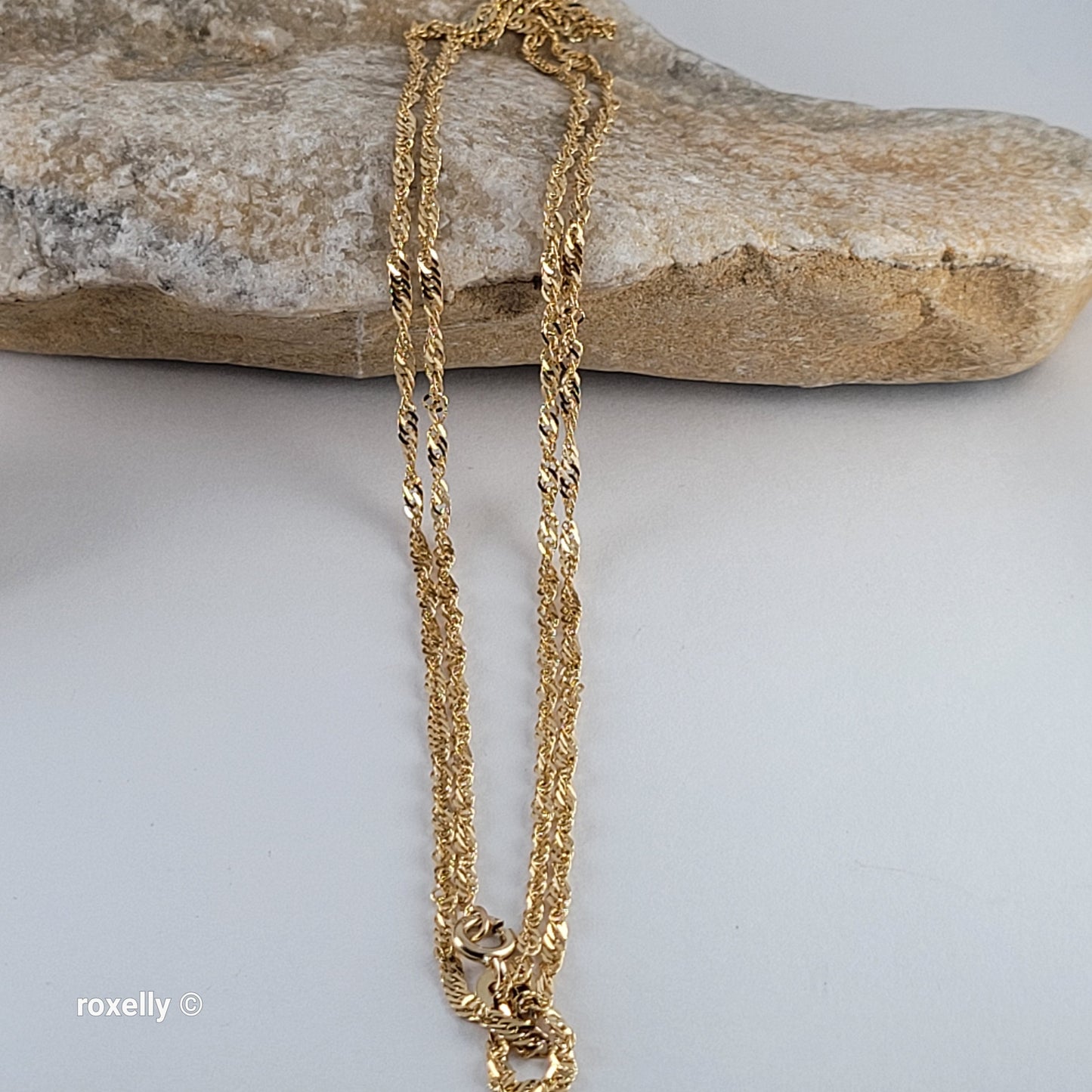 14K Yellow Gold Singapore Link Chain Necklace 24" - Solid Gold