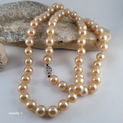Vintage Freshwater Chatani Pearl Necklace with Solid 14k White Gold Clasp