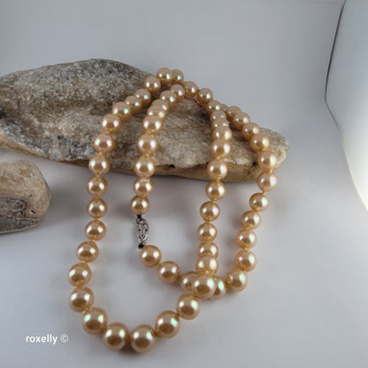 Vintage Freshwater Chatani Pearl Necklace with Solid 14k White Gold Clasp