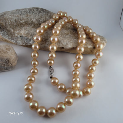 Vintage Freshwater Chatani Pearl Necklace with Solid 14k White Gold Clasp