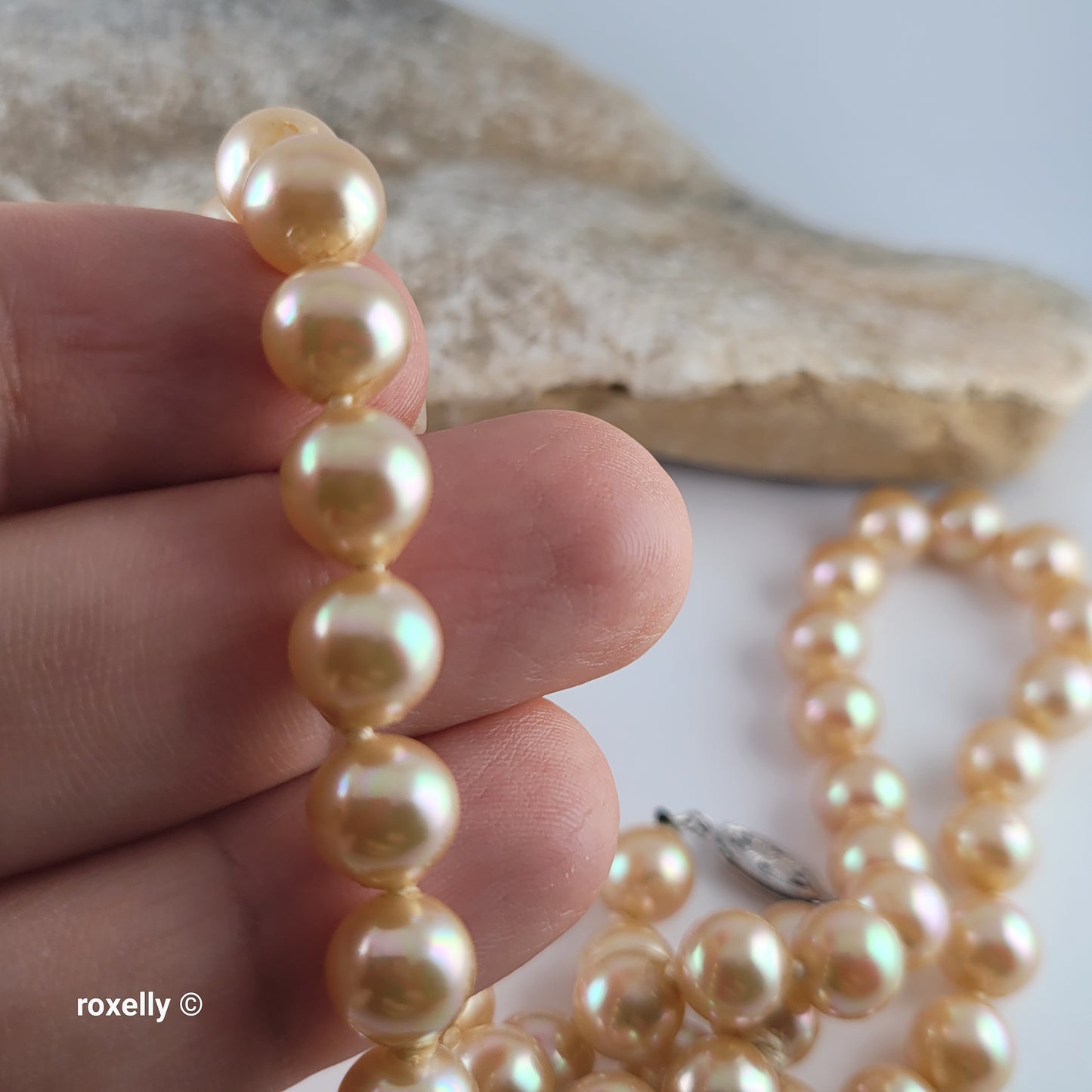 Vintage Freshwater Chatani Pearl Necklace with Solid 14k White Gold Clasp
