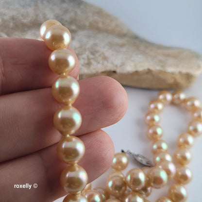 Vintage Freshwater Chatani Pearl Necklace with Solid 14k White Gold Clasp