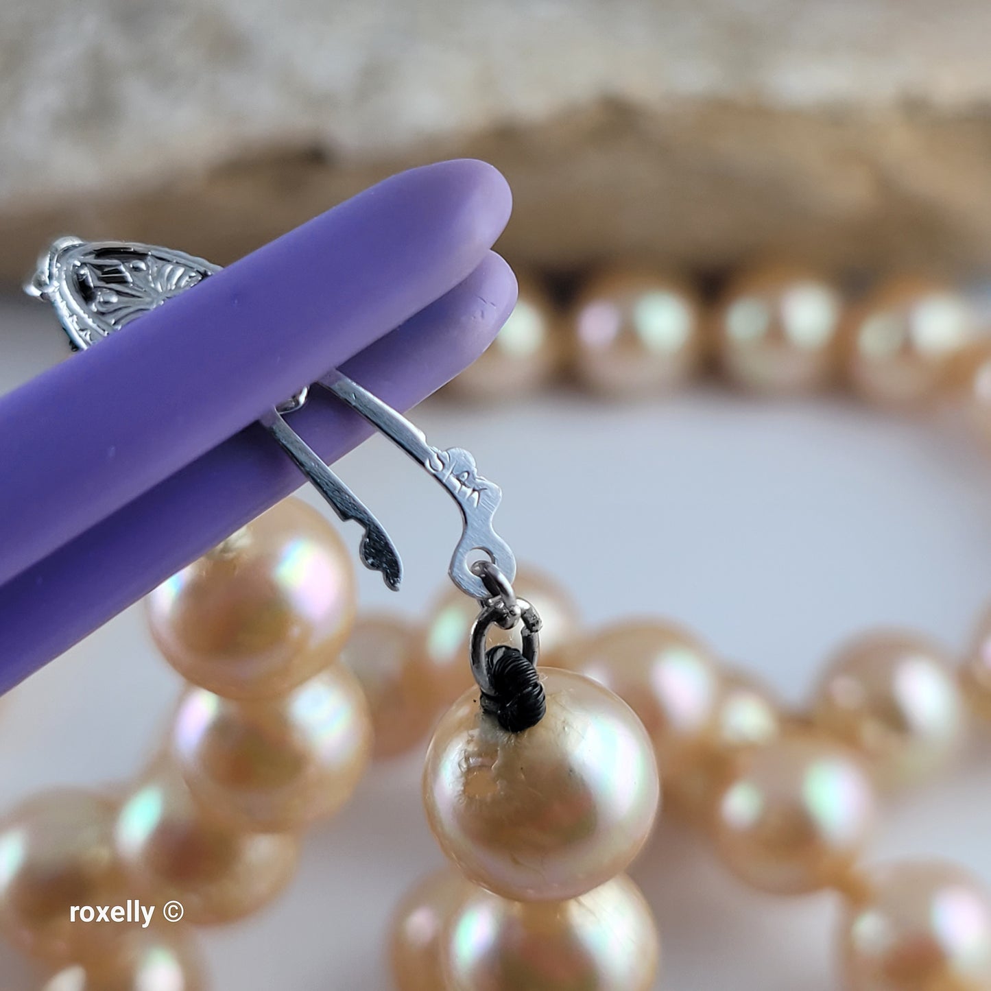 Vintage Freshwater Chatani Pearl Necklace with Solid 14k White Gold Clasp
