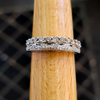 $2500 LeVian 14K White Gold Chocolate & Vanilla Diamonds Ring Size 7.25, -Solid Gold
