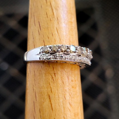 $2500 LeVian 14K White Gold Chocolate & Vanilla Diamonds Ring Size 7.25, -Solid Gold